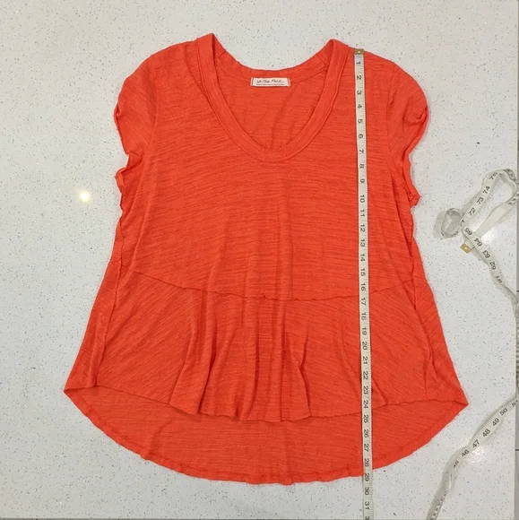 We The Free Women Coral Orange Top Tee T-Shirt Short Cap Sleeve Casual Summer M - Picture 5 of 9